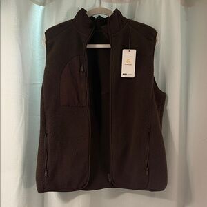 Cuddl Duds Brown Sherpa Fleece Zip Vest